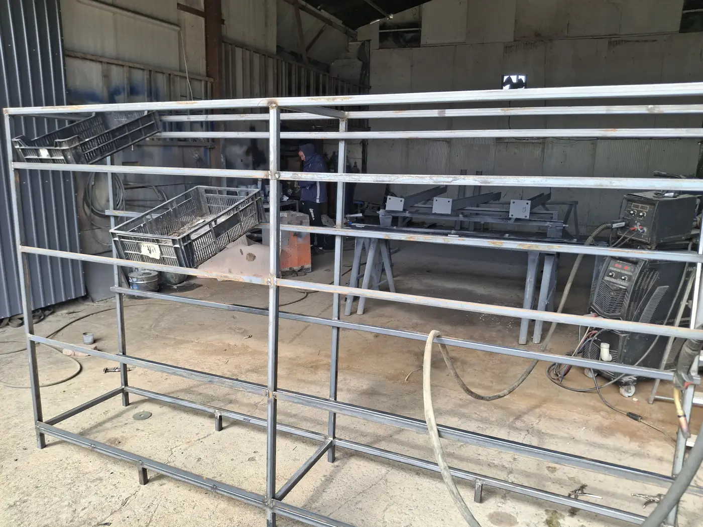 Welded steel frame in the Marios Metalikes workshop